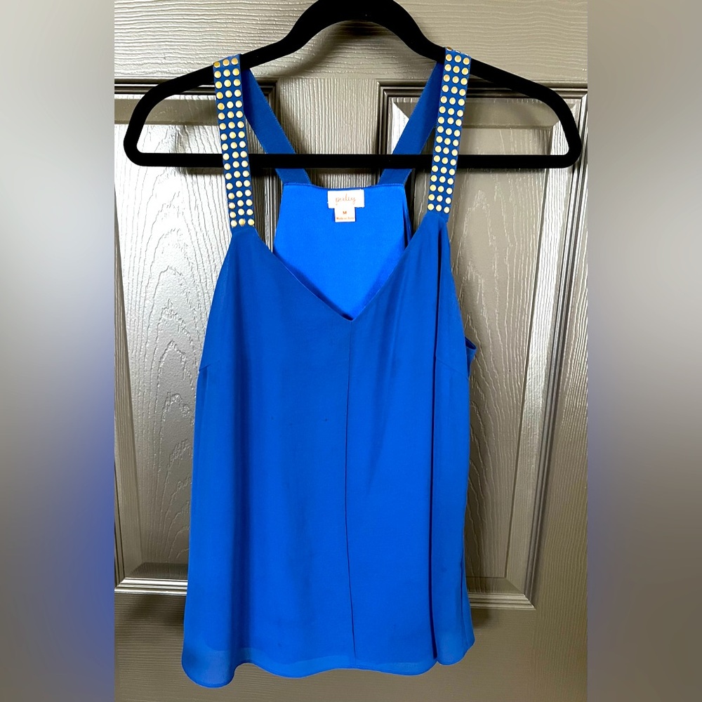 Pixley blue top with metal rivets